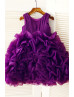 Purple Organza Ruffled Unique Flower Girl Dress